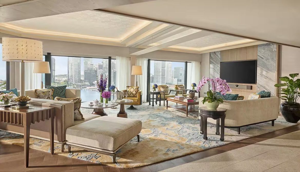 hotel penthouse suites singapore Mandarin Oriental suite living room